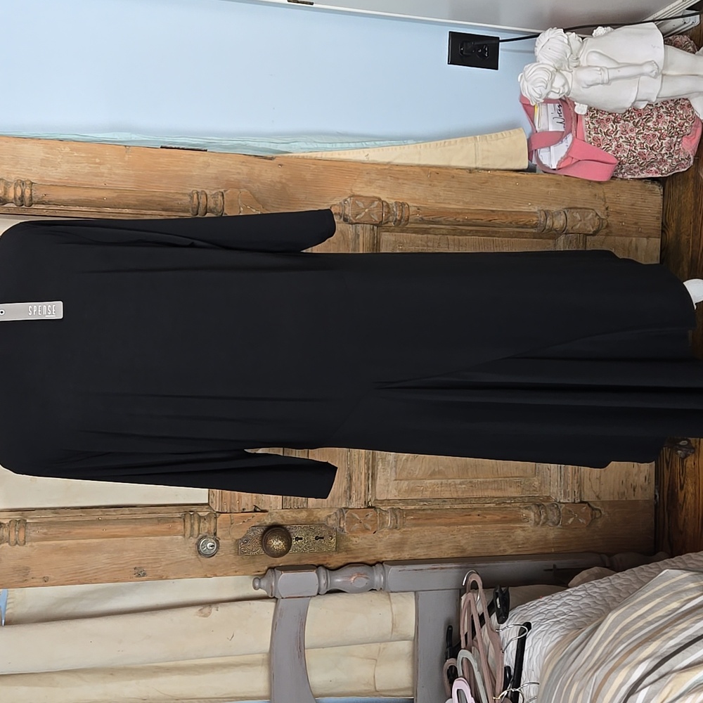 Spense Black and Silver Pleated 3/4 Sleeve Dress In Size 18W - Picture 5 of 9